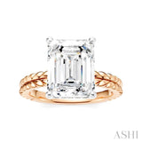 1/10 Ctw Emerald Shape Round Cut Diamond Semi-Mount Engagement Ring in 14K Rose and White Gold
