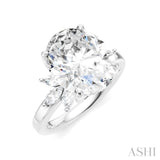 5/8 Ctw Akari Oval Shape Marquise and Round Cut Diamond Semi-Mount Engagement Ring in 14K White Gold