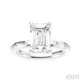 1/6 Ctw Akari Emerald Shape Round Cut Diamond Semi-Mount Engagement Ring in 14K White Gold
