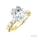1 1/3 Ctw Oval Shape Oval and Round Cut Diamond Semi-Mount Engagement Ring in 14K Yellow and White Gold