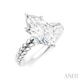 1/10 Ctw Marquise Shape Round Cut Diamond Semi-Mount Engagement Ring in 14K White Gold