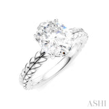 1/20 Ctw Oval Shape Round Cut Diamond Semi-Mount Engagement Ring in 14K White Gold