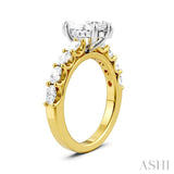 7/8 Ctw Marquise Shape Oval and Round Cut Diamond Semi-Mount Engagement Ring in 14K Yellow and White Gold