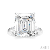 5/8 Ctw Emerald Shape Marquise and Round Cut Diamond Semi-Mount Engagement Ring in 14K White Gold