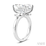 5/8 Ctw Emerald Shape Marquise and Round Cut Diamond Semi-Mount Engagement Ring in 14K White Gold