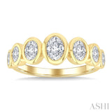 1 Ctw 7 Stone Bezel Set Oval Cut Diamond Fashion Band in 14K Yellow Gold