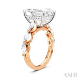 1 Ctw Emerald Shape Marquise and Round Cut Diamond Semi-Mount Engagement Ring in 14K Rose and White Gold