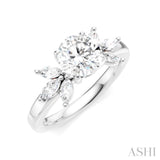 1/2 Ctw Akari Circular Shape Marquise and Round Cut Diamond Semi-Mount Engagement Ring in 14K White Gold