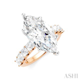 1 1/3 Ctw Marquise Shape Princess and Round Cut Diamond Semi-Mount Engagement Ring in 14K Rose and White Gold