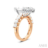 1 1/3 Ctw Marquise Shape Princess and Round Cut Diamond Semi-Mount Engagement Ring in 14K Rose and White Gold