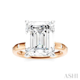 1/5 Ctw Akari Emerald Shape Round Cut Diamond Semi-Mount Engagement Ring in 14K Rose and White Gold
