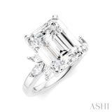 5/8 Ctw Emerald Shape Marquise and Round Cut Diamond Semi-Mount Engagement Ring in 14K White Gold