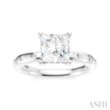 1/6 Ctw Akari Princess Shape Round Cut Diamond Semi-Mount Engagement Ring in 14K White Gold
