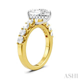 7/8 Ctw Pear Shape Round Cut Diamond Semi-Mount Engagement Ring in 14K Yellow and White Gold