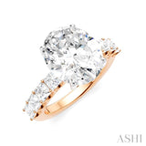 1 1/3 Ctw Oval Shape Princess and Round Cut Diamond Semi-Mount Engagement Ring in 14K Rose and White Gold
