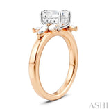 1/2 Ctw Emerald Shape Marquise and Round Cut Diamond Semi-Mount Engagement Ring in 14K Rose and White Gold