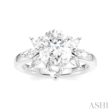1/2 Ctw Akari Pear Shape Marquise and Round Cut Diamond Semi-Mount Engagement Ring in 14K White Gold