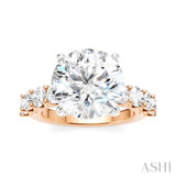 1 1/3 Ctw Round Shape Round Cut Diamond Semi-Mount Engagement Ring in 14K Rose and White Gold