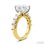 1 1/3 Ctw Princess Shape Emerald and Round Cut Diamond Semi-Mount Engagement Ring in 14K Yellow and White Gold