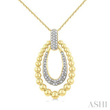 1/10 Ctw Bold Double Oval Ball Bead & Round Cut Diamond Fashion Pendant With Chain in Yellow Gold Vermeil