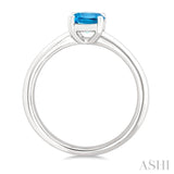 8X6 MM Oval Cut Blue Topaz Semi-Precious Solitaire Ring in 14K White Gold