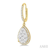 1 1/2 Ctw Pear Shape Diamond Lovebright Earrings in 14K Yellow and White Gold