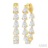 2 Ctw Inside & Out Pear Cut Diamond Fashion Hoop Earring in 14K Yellow Gold