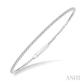 1 Ctw Round Cut Diamond Full way Straight Flex Bangle in 14K White Gold