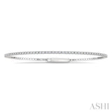 1 Ctw Round Cut Diamond Full way Straight Flex Bangle in 14K White Gold