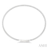 1 Ctw Round Cut Diamond Full way Straight Flex Bangle in 14K White Gold