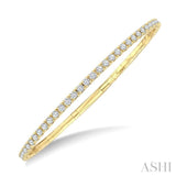 3 Ctw Round Cut Diamond Full way Straight Flex Bangle in 14K Yellow Gold