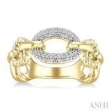 1/10 Ctw Oval Shaped Open Window Link Round Cut Diamond Ring in Yellow Gold Vermeil