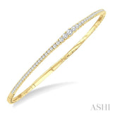 1 Ctw Round Cut Diamond Halfway Graduated Flex Bangle in 14K Yellow Gold