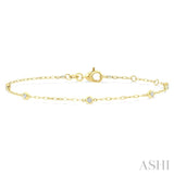 1/6 Ctw Round Cut Diamond Paperclip Station Bracelet in 14K Yellow Gold