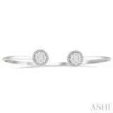 5/8 Ctw Lovebright Open Cuff Round Cut Diamond Stackable Bangle in 14K White Gold