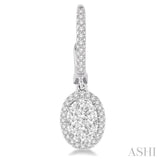 3/4 Ctw Oval Shape Diamond Lovebright Earrings in 14K White Gold