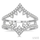 5/8 Ctw Pointed Arch Round Cut Diamond Insert Ring in 14K White Gold