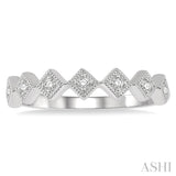 1/10 Ctw Rhombus Lattice Round Cut Diamond Stackable Band in 14K White Gold