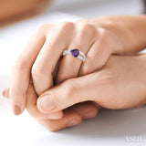 8x8 MM Trillion Cut Amethyst and 1/20 Ctw Round Cut Diamond Ring in 10K White Gold