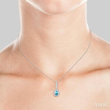 7x5 MM Pear Shape Aquamarine and 1/5 Ctw Round Cut Diamond Pendant in 14K White Gold with Chain