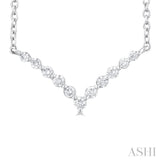 1/8 Ctw Chevron Round Cut Petite Diamond Necklace in 10K White Gold