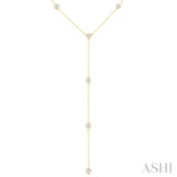 1/2 Ctw Bezel Set Round Cut Diamond Y-Shape Lariat Station Necklace in 14K Yellow Gold