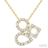 1/2 Ctw Open Window Geometric Shapes Baguette and Round Cut Diamond Fashion Necklace in 10K Yellow Gold