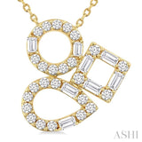 1/2 Ctw Open Window Geometric Shapes Baguette and Round Cut Diamond Fashion Necklace in 10K Yellow Gold