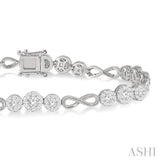 2 1/2 Ctw Tri-Mount Set & Milgrain Infinity Link Lovebright Round Cut Diamond Bracelet in 14K White Gold