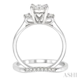 1/2 Ctw Diamond Wedding Set with 1/2 Ctw Lovebright Engagement Ring and 1/20 Ctw Wedding Band in 14K White Gold