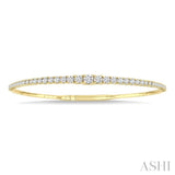 2 Ctw Round Cut Diamond Halfway Graduated Flex Bangle in 14K Yellow Gold