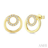 1/6 Ctw Nested Round Frame Round Cut Diamond Fashion Drop Earrings in 10K Yellow Gold