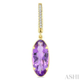 14X6 MM Evoque Gemstones Oval Shape Amethyst and 1/10 Ctw Round Cut Diamond Semi-Precious Earrings in 14K Yellow Gold