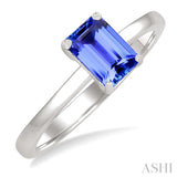 7X5MM Octagon Shape Tanzanite Precious Solitaire Ring in 14K White Gold